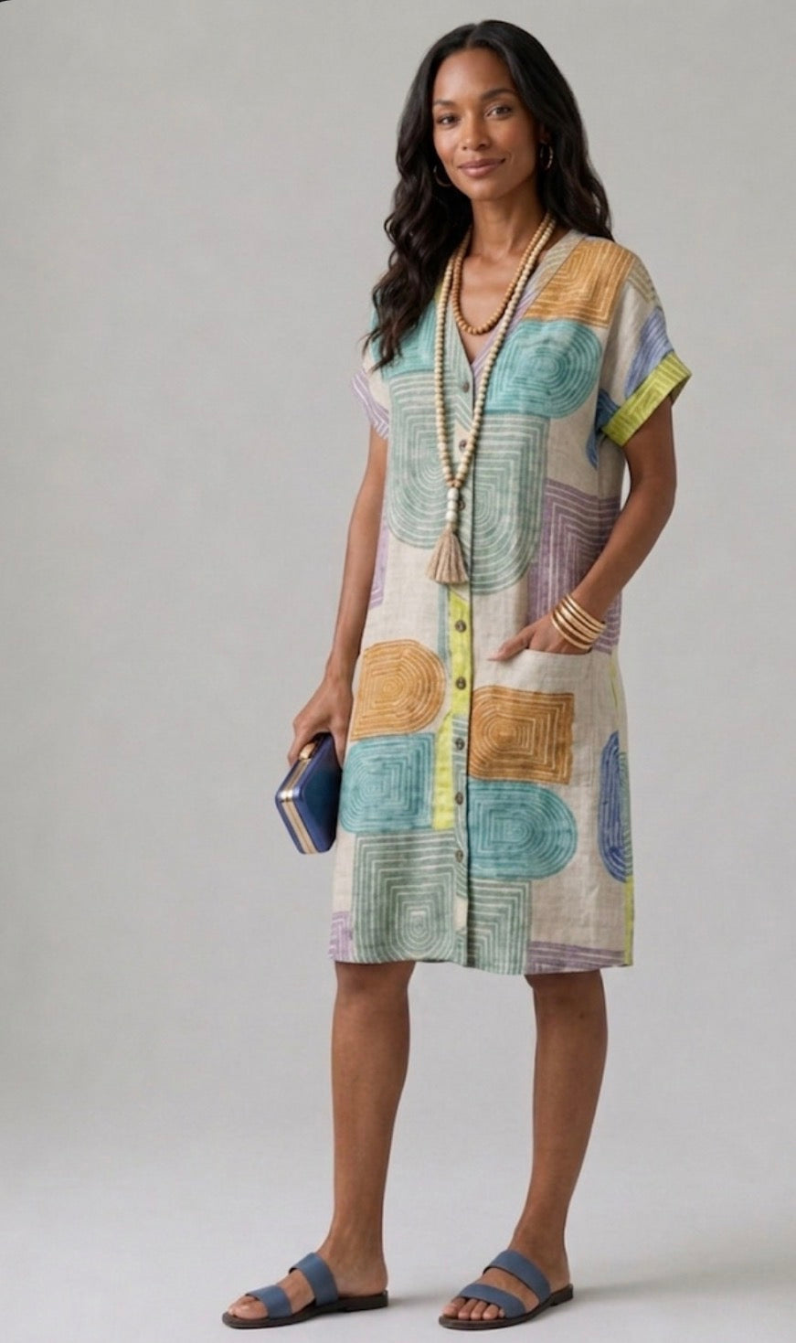 Aurora Valencia | V Neck Short Sleeve Knee Length Dress
