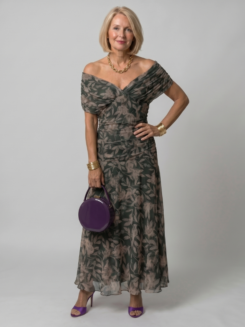 Aurora Valencia | Off Shoulder Flow Midi Dress