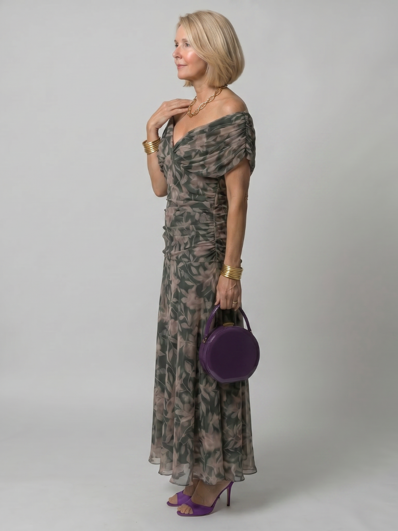 Aurora Valencia | Off Shoulder Flow Midi Dress