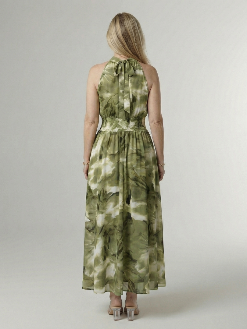 Aurora Valencia | Gathered Halter Midi Dress