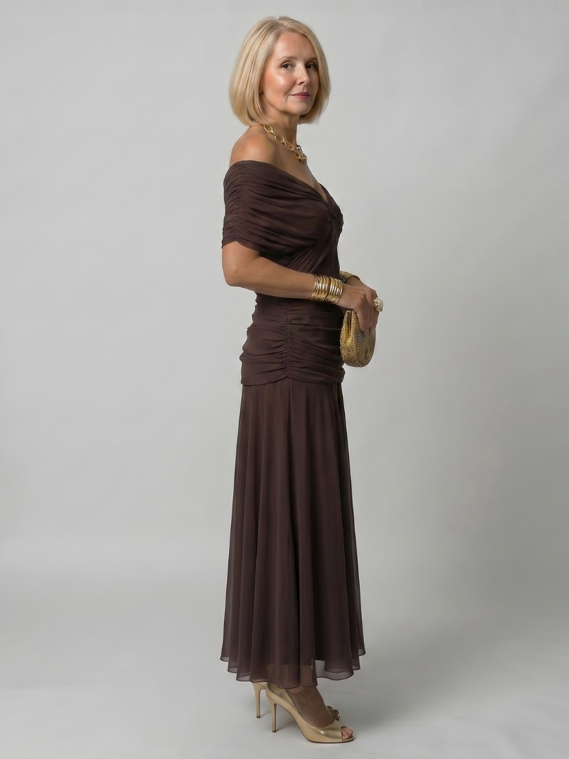 Aurora Valencia | Off Shoulder Flow Midi Dress