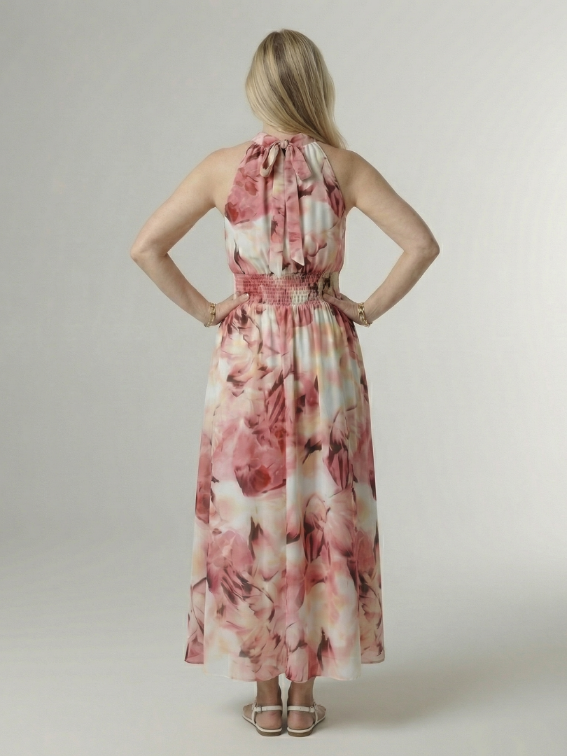 Aurora Valencia | Gathered Halter Midi Dress