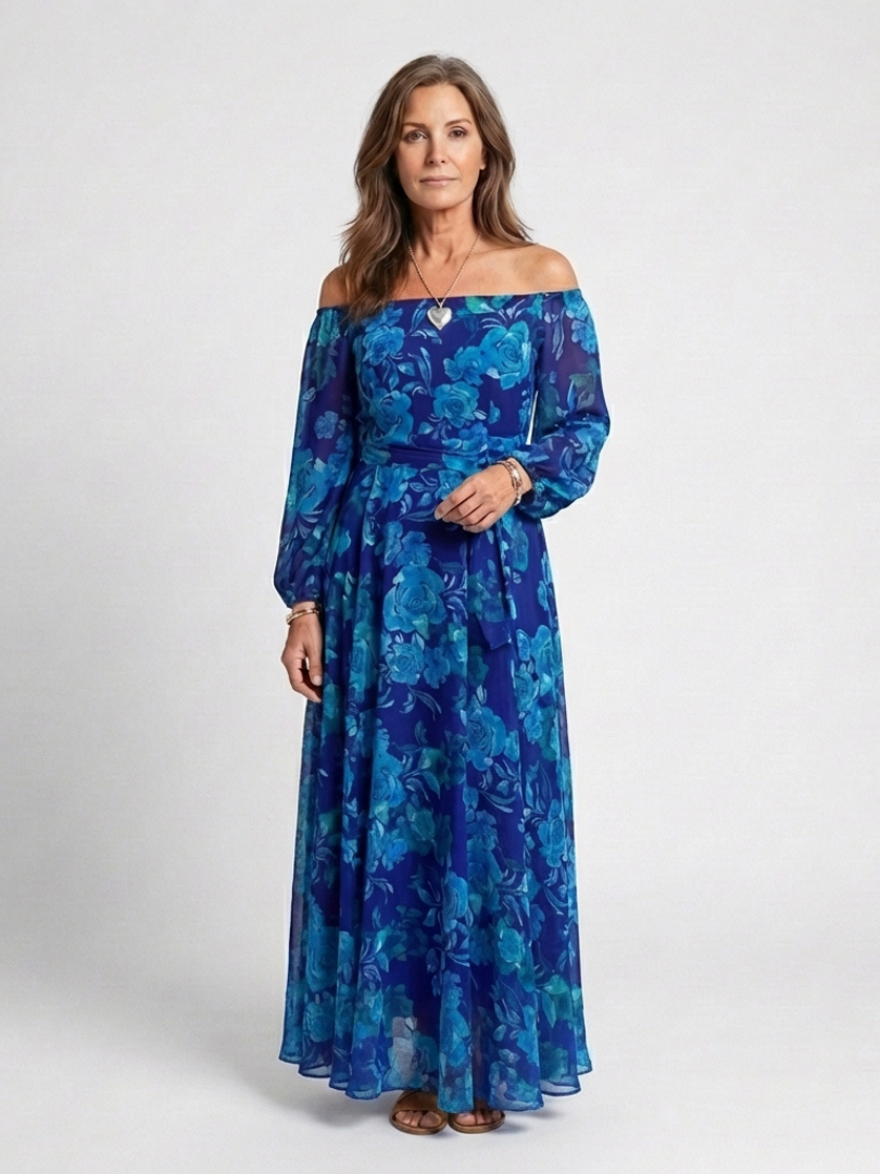 Aurora Valencia | Off Shoulder Floral Maxi Dress