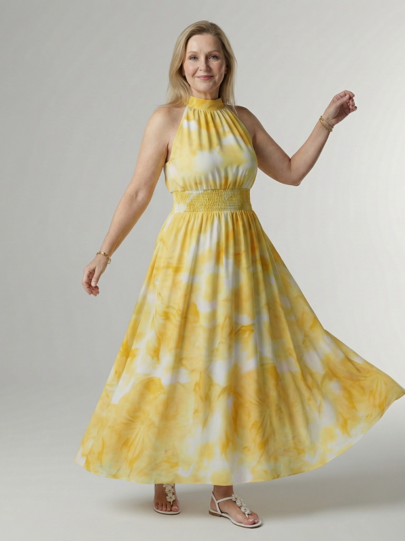 Aurora Valencia | Gathered Halter Midi Dress