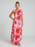 Aurora Valencia | One Shoulder Pleated Bodice Midi Dress