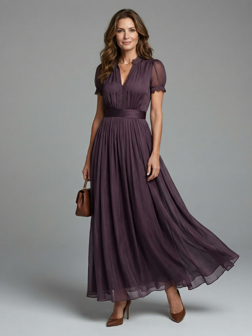 Aurora Valencia | Gathered Waist Keyhole Maxi Dress