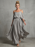 Aurora Valencia | Layered Drape Cold Shoulder Top Wide Leg Set