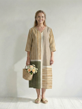 Aurora Valencia | Light Mixed Stripe Midi Dress