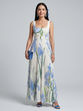 Aurora Valencia | Sleeveless Square Neck Floral Print Midi Dress
