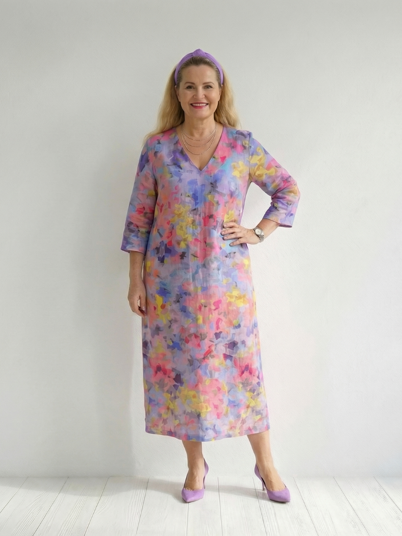 Aurora Valencia | Abstract Floral Midi Dress