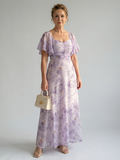 Aurora Valencia |  Flutter Sleeve Midi Dress
