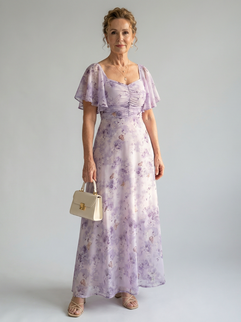 Aurora Valencia |  Flutter Sleeve Midi Dress