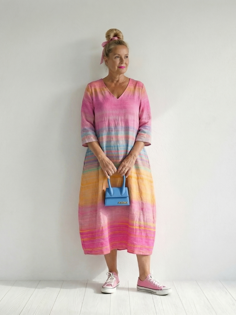 Aurora Valencia | Ease Gradient Stripe Midi Dress