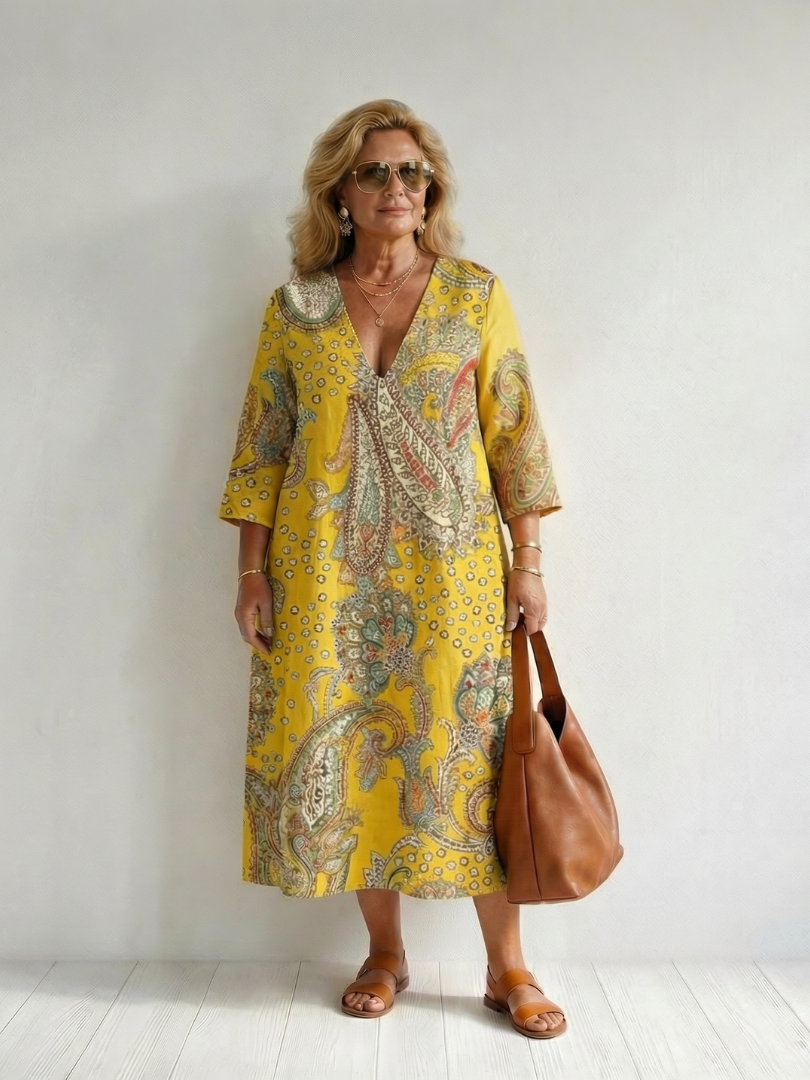 Aurora Valencia | Soft Paisley Midi Dress