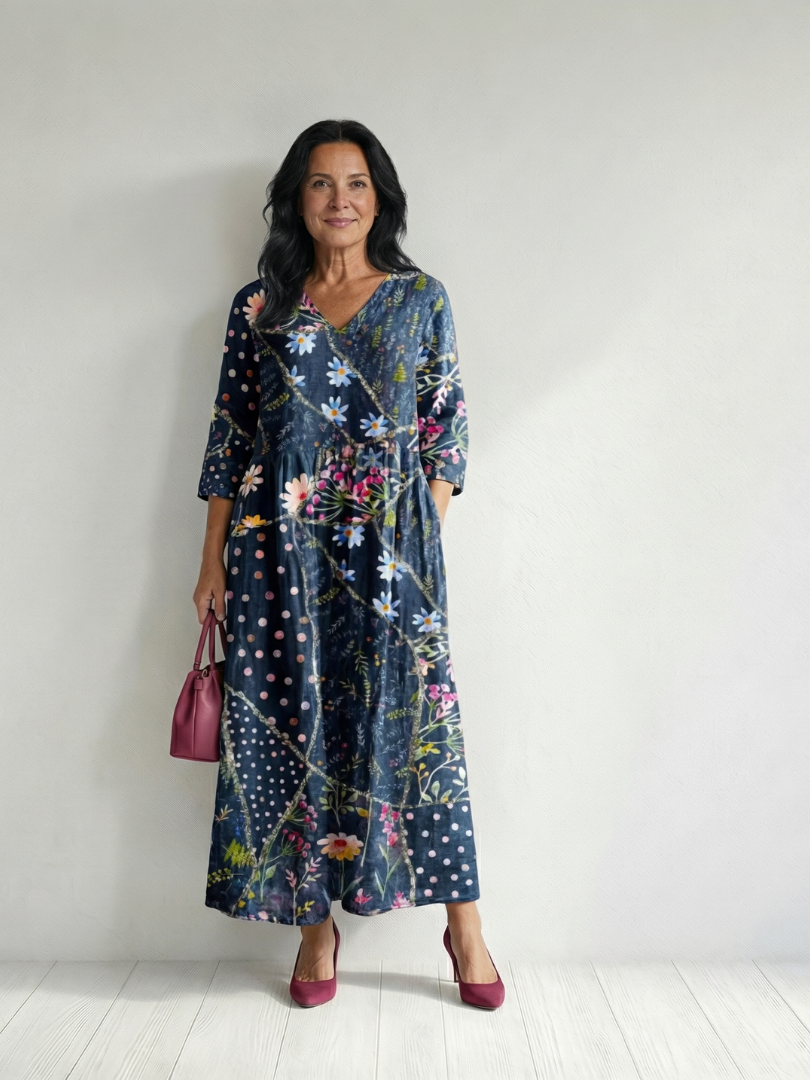 Aurora Valencia™   | Easy Gather Floral Midi Dress
