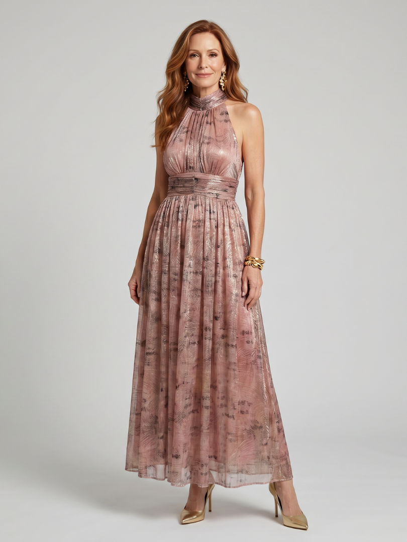 Aurora Valencia | Textured Finish Sleeveless Midi Dress