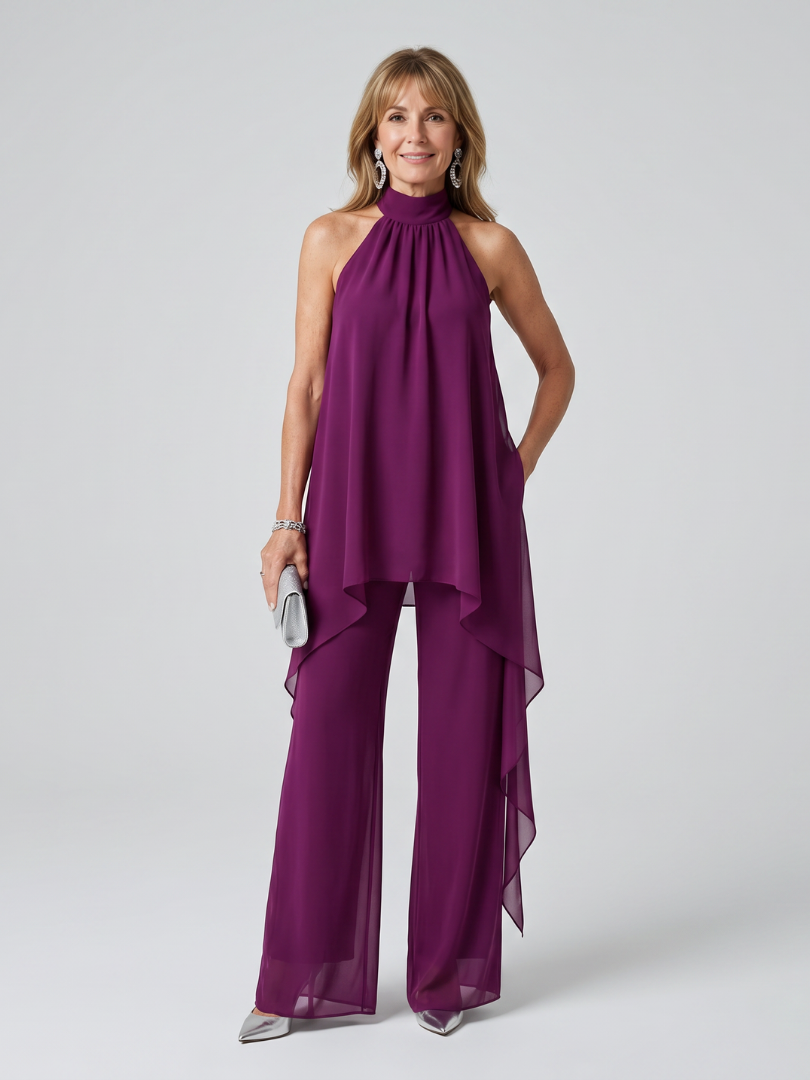 Aurora Valencia | Halter Neck Asymmetric Tunic Set