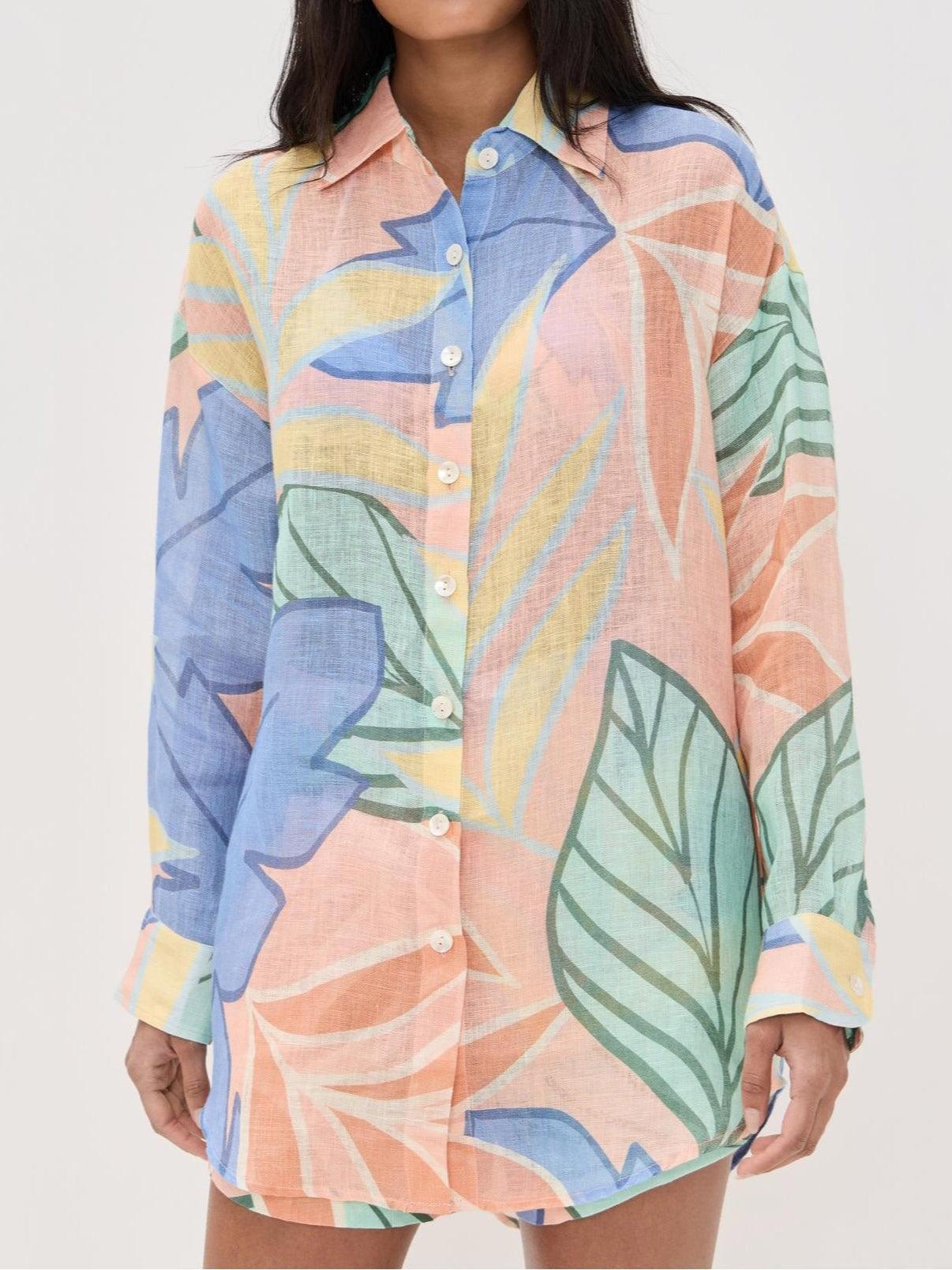 Aurora Valencia | Tropical Leaf Printed Short Set