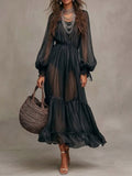 Aurora Valencia  | Elegant V-Neck Midi Dress