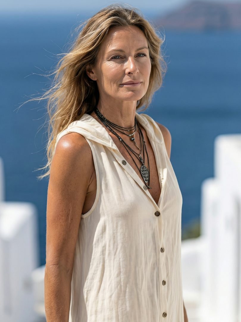 Aurora Valencia | Sleeveless Button Front Hooded Maxi Dress