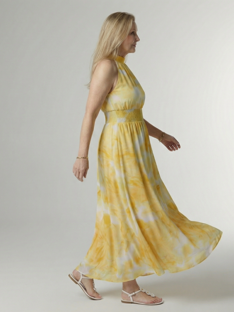 Aurora Valencia | Gathered Halter Midi Dress
