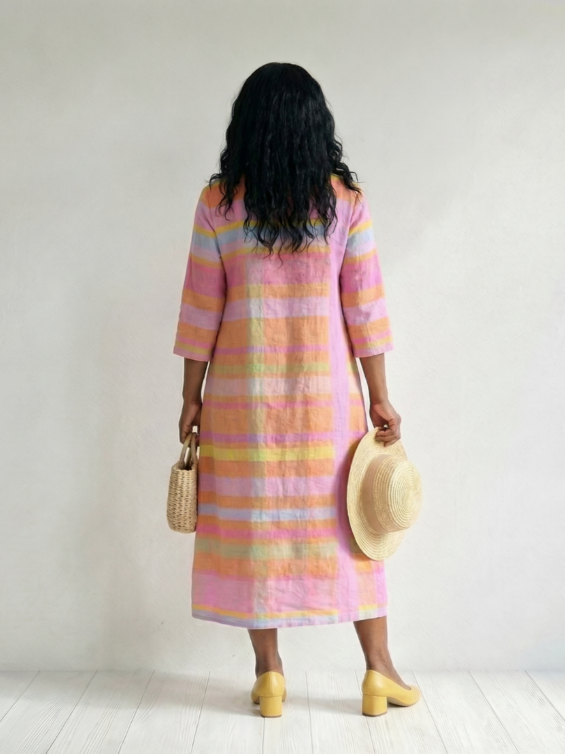 Aurora Valencia | Easy Drape Stripe Midi Dress