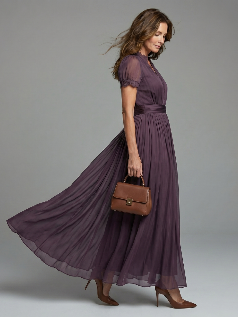Aurora Valencia | Gathered Waist Keyhole Maxi Dress