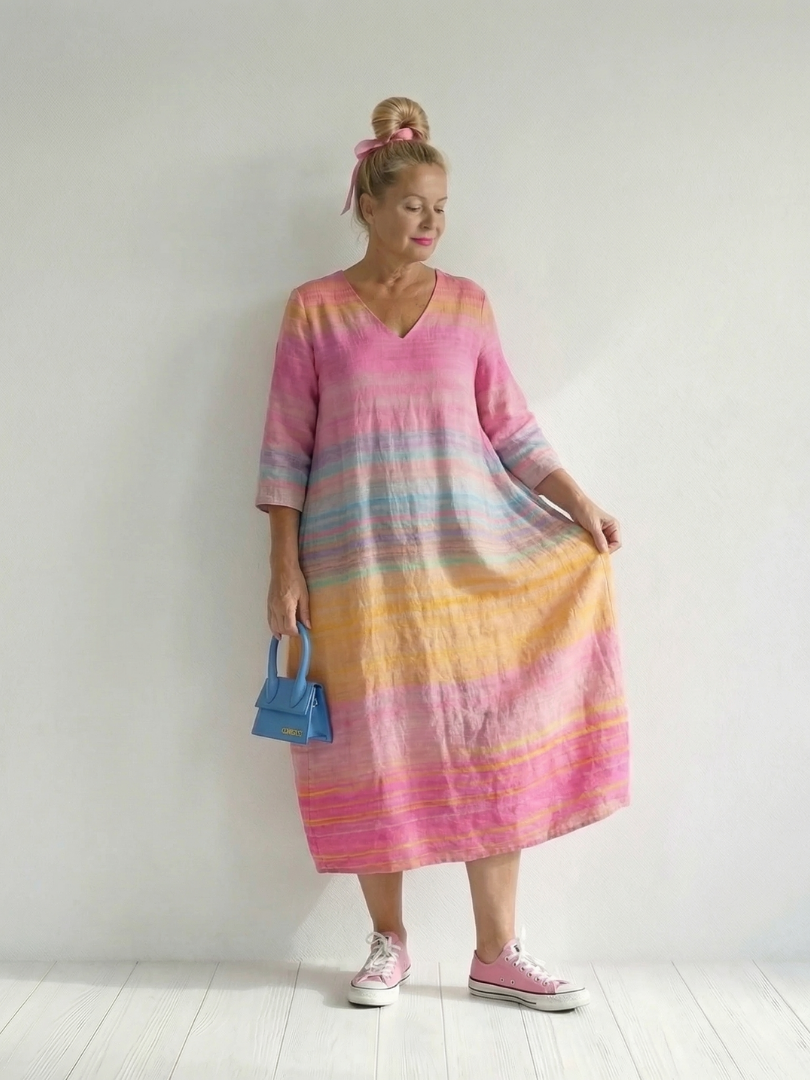 Aurora Valencia | Ease Gradient Stripe Midi Dress