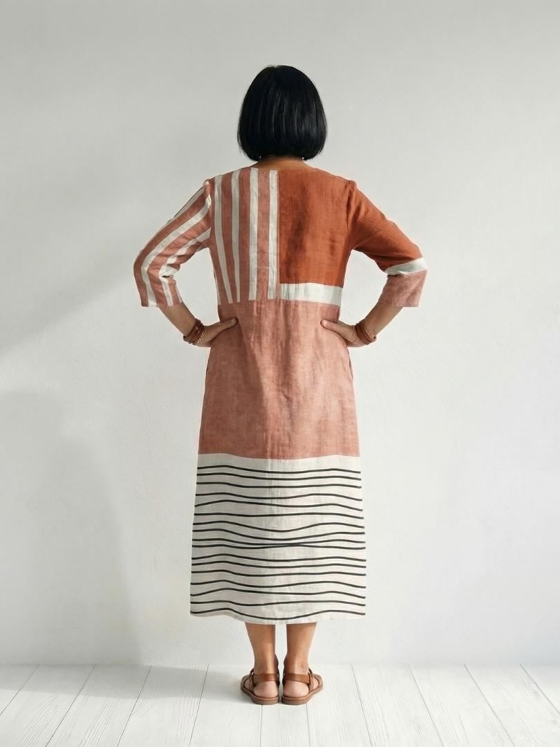 Aurora Valencia | Easy Mixed Stripe Midi Dress