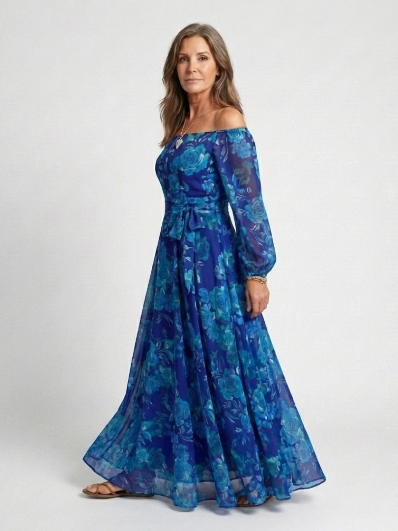 Aurora Valencia | Off Shoulder Floral Maxi Dress