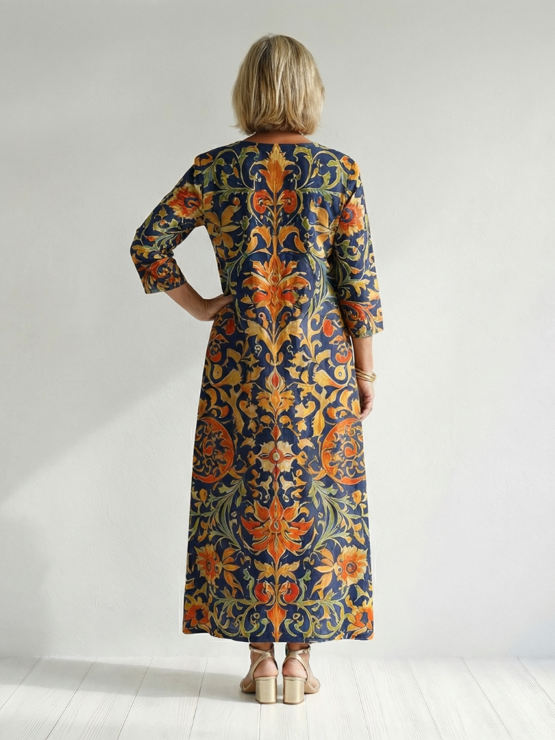 Aurora Valencia | Clean Ornate Floral Midi Dress