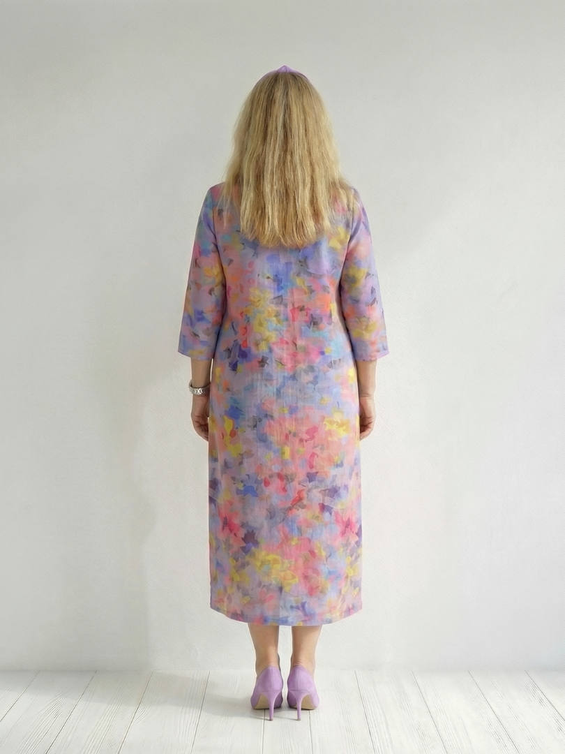 Aurora Valencia | Abstract Floral Midi Dress