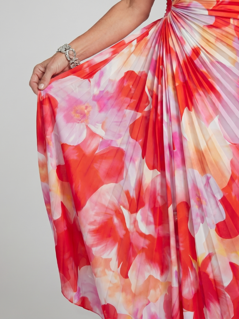 Aurora Valencia | One Shoulder Pleated Bodice Midi Dress