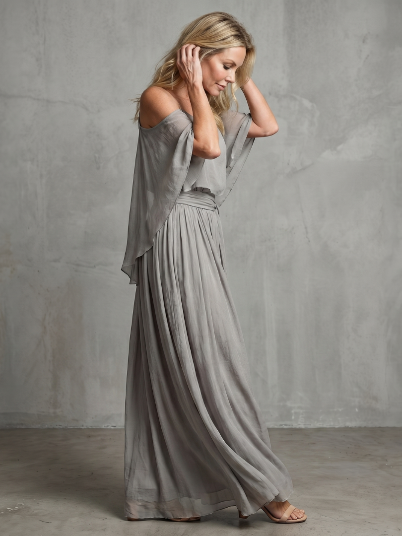 Aurora Valencia | Layered Drape Cold Shoulder Top Wide Leg Set