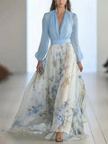 Aurora Valencia | Stunning Floral Print V-Neck Maxi Dress Dress