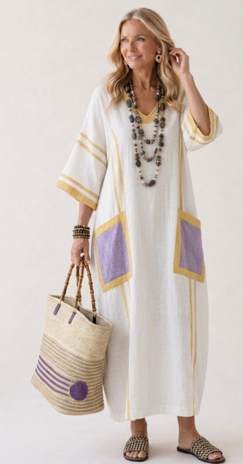Aurora Valencia | V Neck Short Sleeve Pocket Maxi Dress