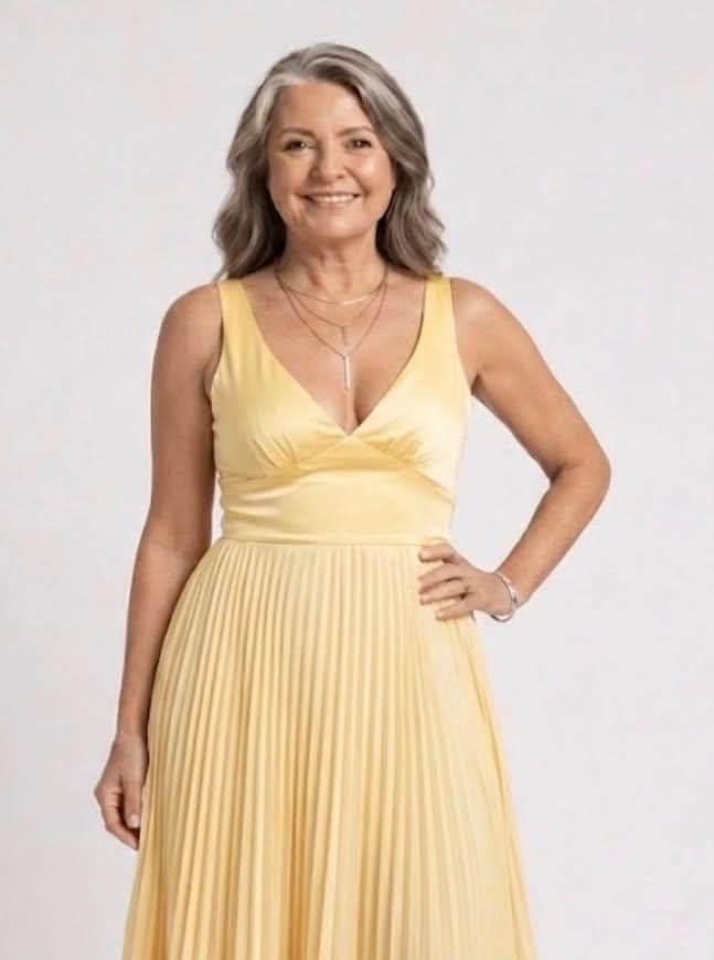 Aurora Valencia | Pleated V-Neck Maxi Dress