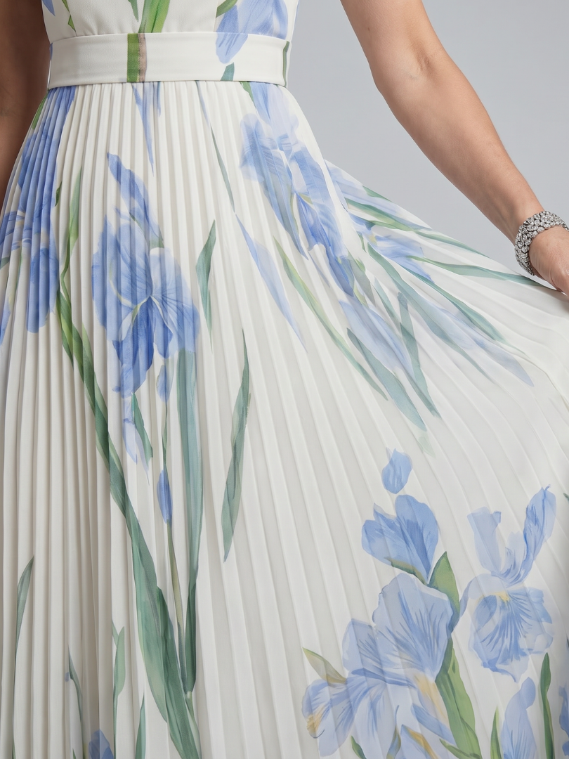 Aurora Valencia | Sleeveless Square Neck Floral Print Midi Dress