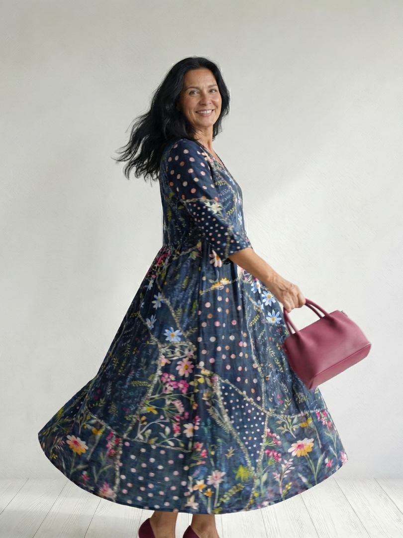 Aurora Valencia™   | Easy Gather Floral Midi Dress