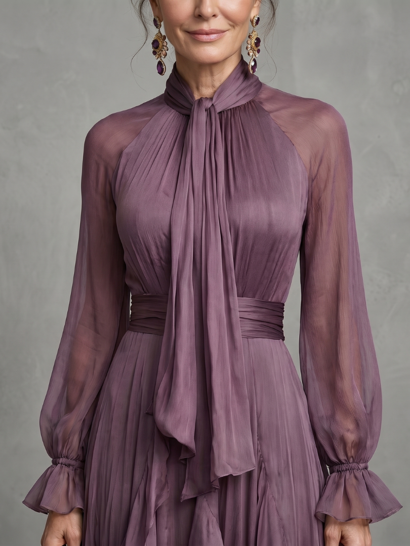 Aurora Valencia | Tie Neck Ruffle Tiered Maxi Dress