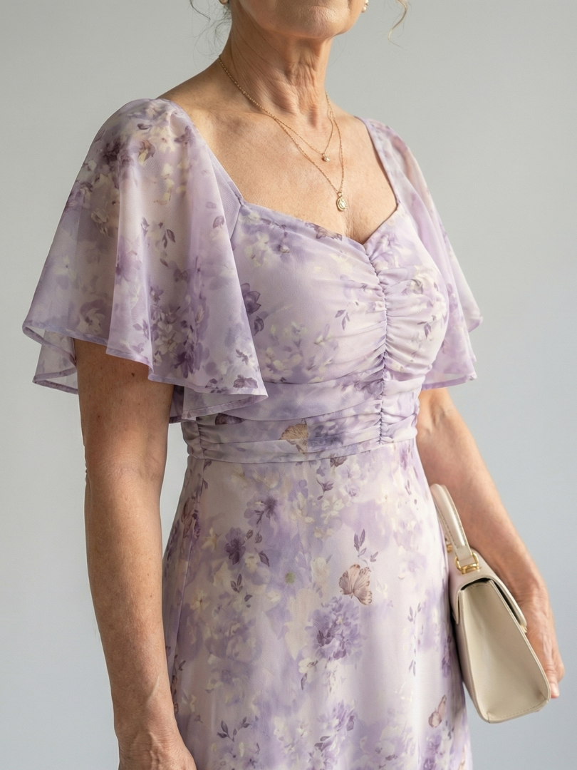 Aurora Valencia |  Flutter Sleeve Midi Dress