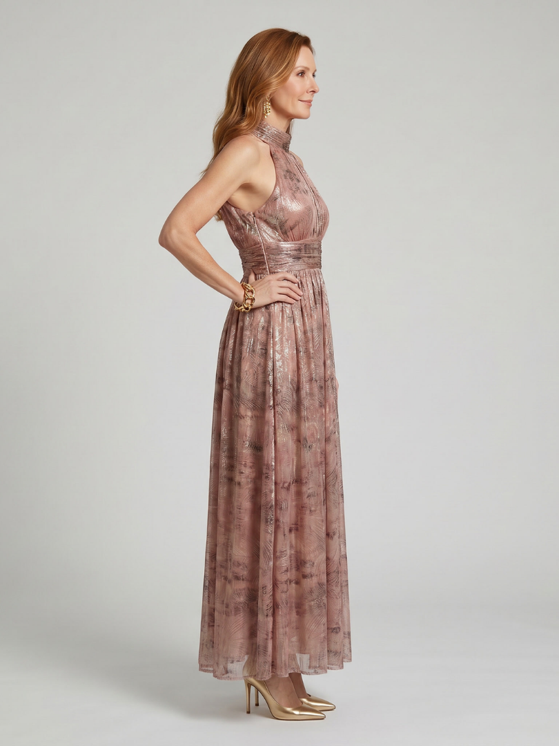 Aurora Valencia | Textured Finish Sleeveless Midi Dress