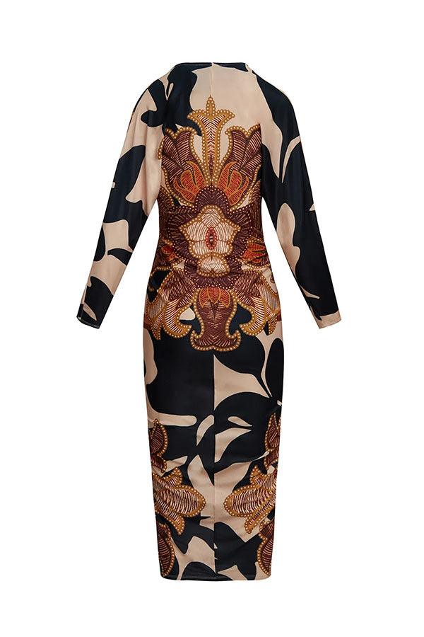 Aurora Valencia | Sun Escape Unique Print Dolman Midi Dress