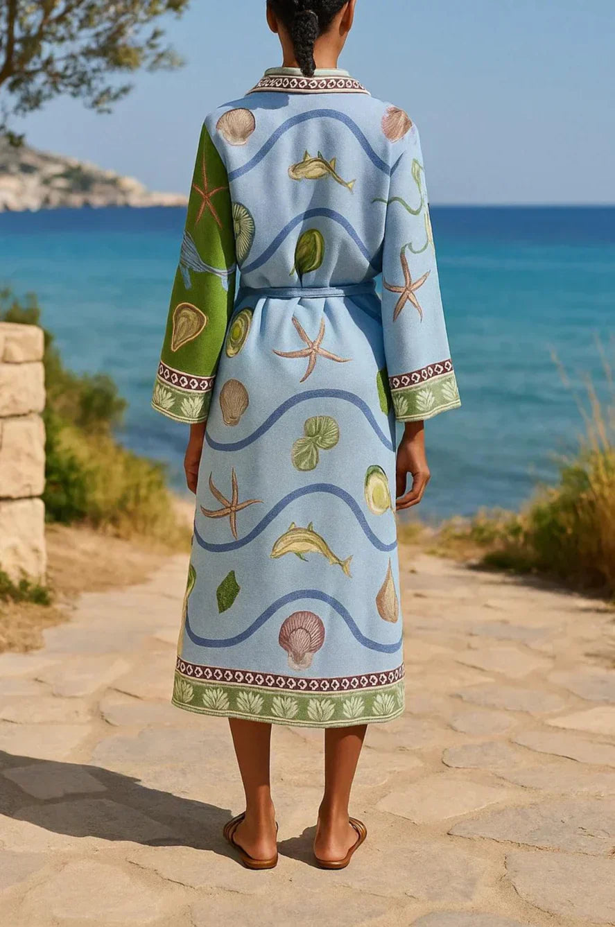 Aurora Valencia | Belted Printed Twill Midi Shirt Dress Dress