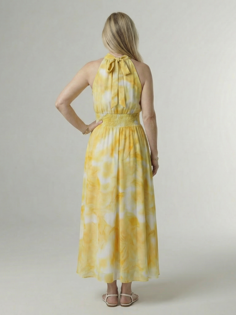 Aurora Valencia | Gathered Halter Midi Dress