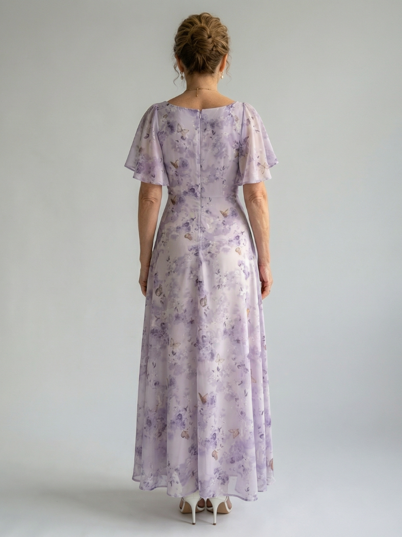 Aurora Valencia |  Flutter Sleeve Midi Dress