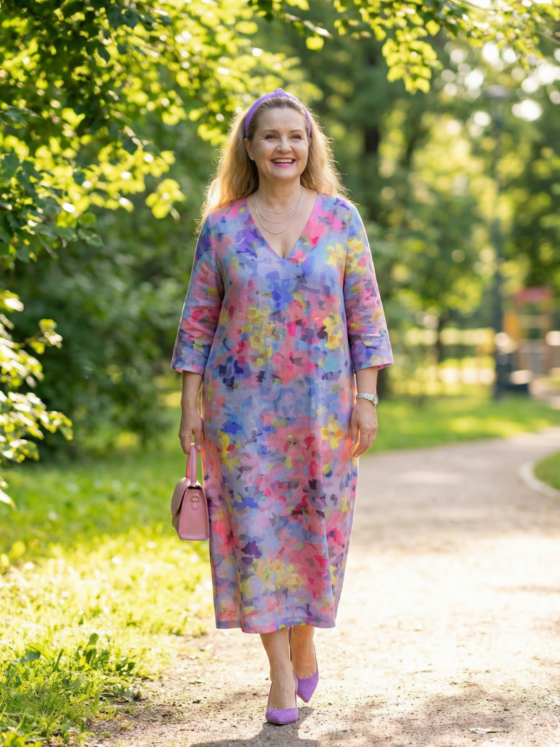 Aurora Valencia | Abstract Floral Midi Dress