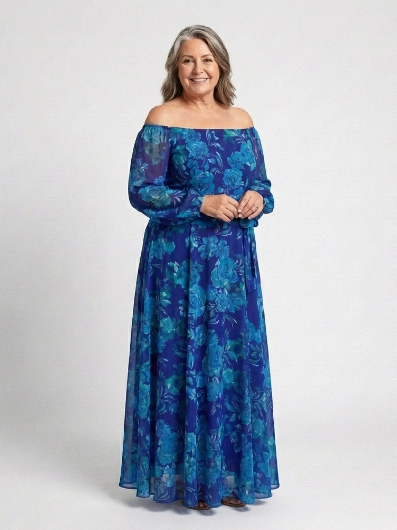 Aurora Valencia | Off Shoulder Floral Maxi Dress