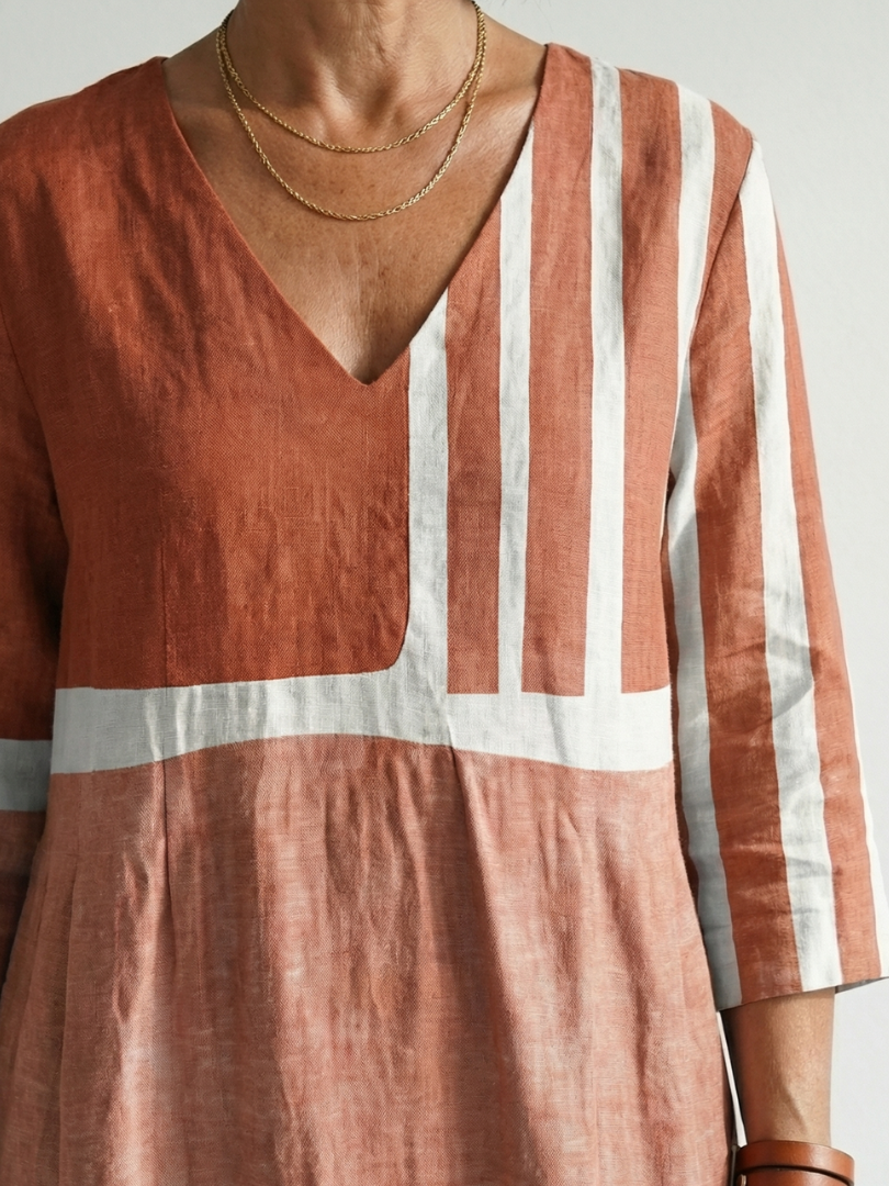 Aurora Valencia | Easy Mixed Stripe Midi Dress