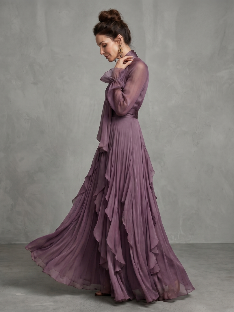 Aurora Valencia | Tie Neck Ruffle Tiered Maxi Dress